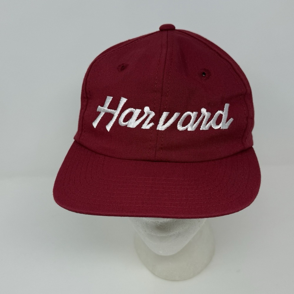 Vintage Harvard Spell-out Snapback Hat Twins Enterprise 70's Crimson